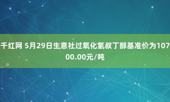 千红网 5月29日生意社过氧化氢叔丁醇基准价为10700.00元/吨