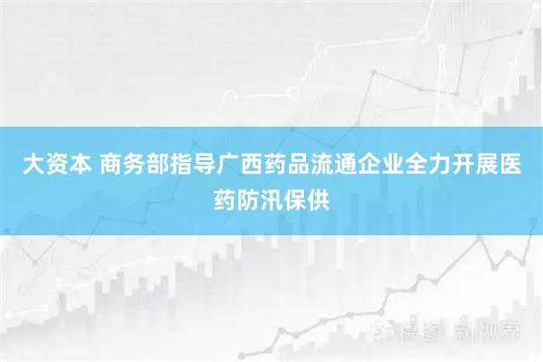 大资本 商务部指导广西药品流通企业全力开展医药防汛保供